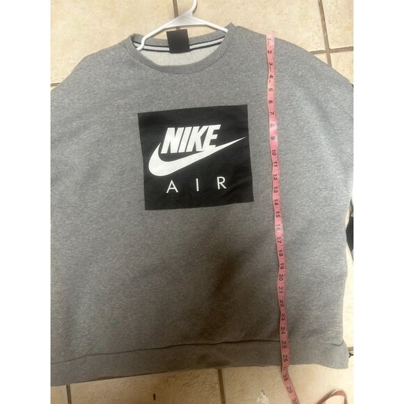 NIKE Box Logo Print Sweatshirt XL Gray Cotton Brushed Lining Side Slit Zip AIR - Picture 6 of 6